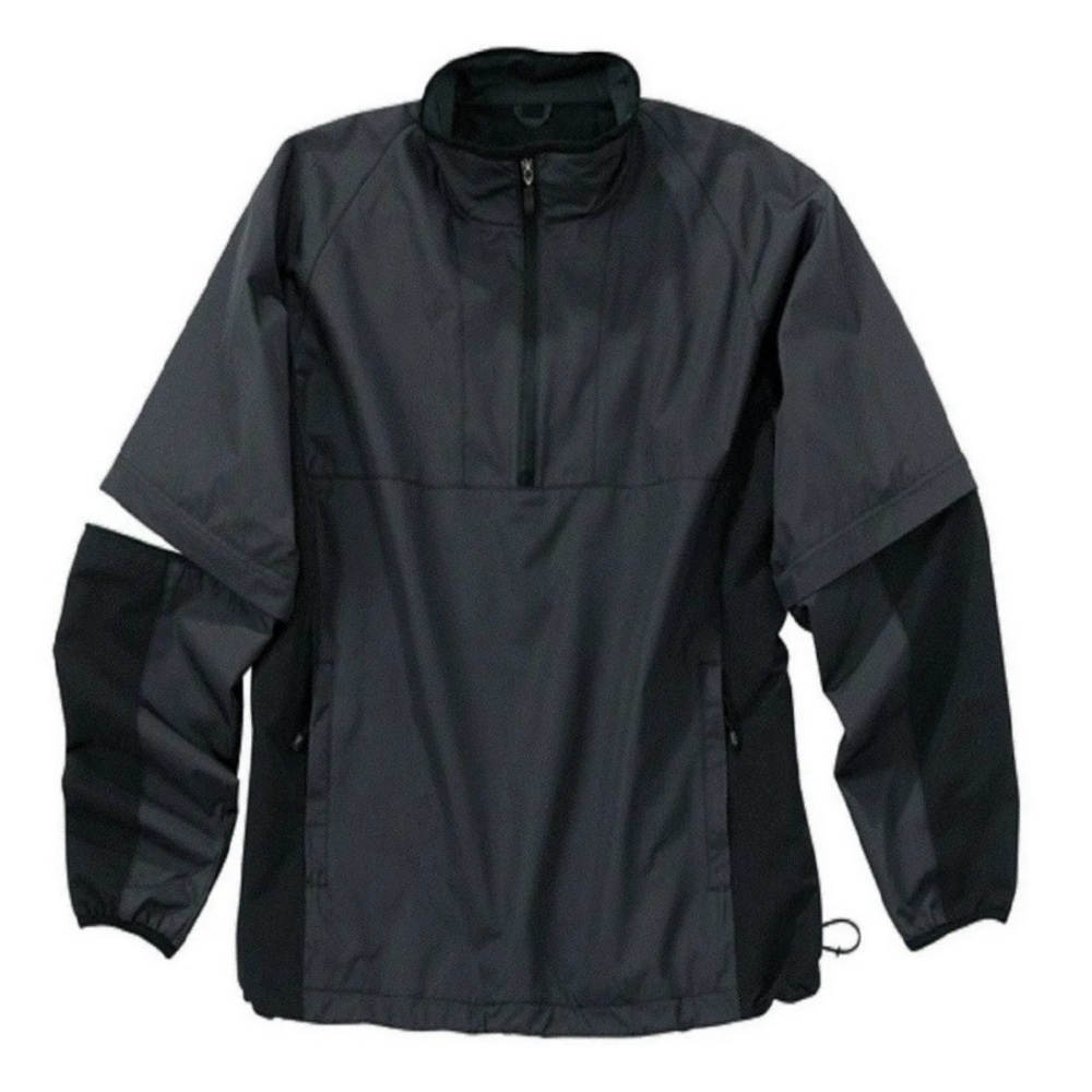 Storm Creek Quarter Zip Windbreaker with Zip Off Sleeves in Black